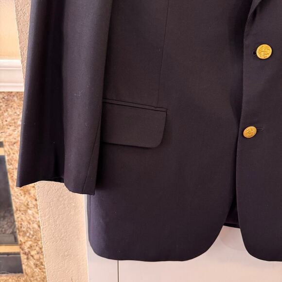 Brooks Brothers x Loro Piana Wool Brooksease Blue Blazer Coat Gold Buttons 42R - Picture 5 of 14
